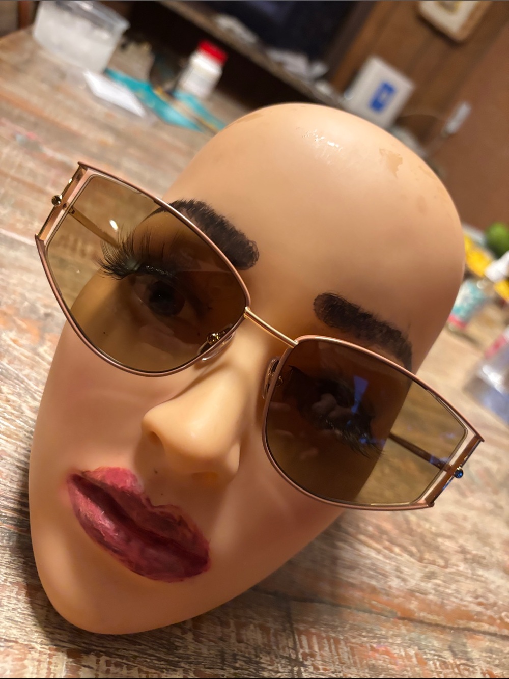 MaxMara Gold Frame Sunglasses with Brown Lenses